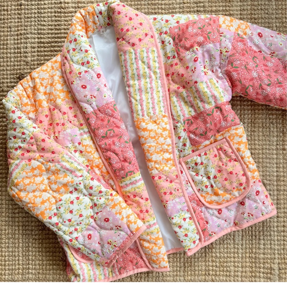 Women's Pink Patchwork Jacket - Picture 7 of 9